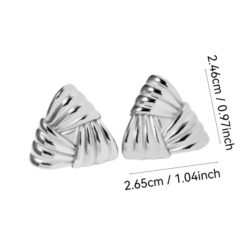 Mariasz Minimalist Vintage Chunky Rectangle Stainless Steel Irregular Ear Studs Gold Color Geometric Jewelry Earring for Women