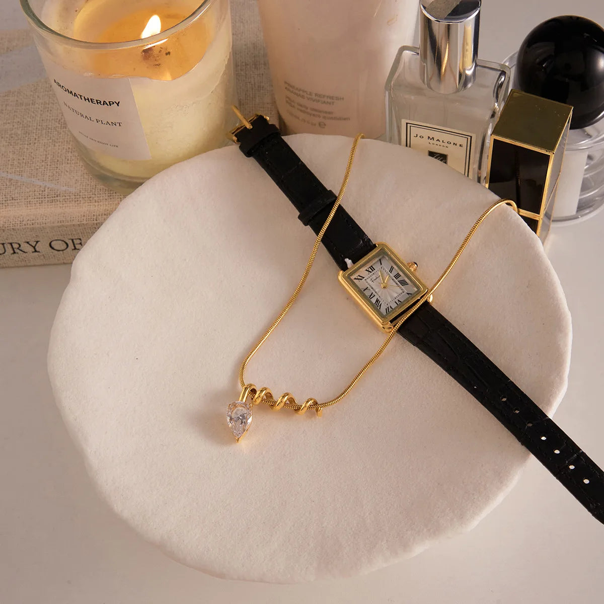 Ars Classic Water Drop Zircon Pendant Necklace 18k Gold Plated Stainless Steel Thin Chain Necklaces Women’s Choker Necklaces