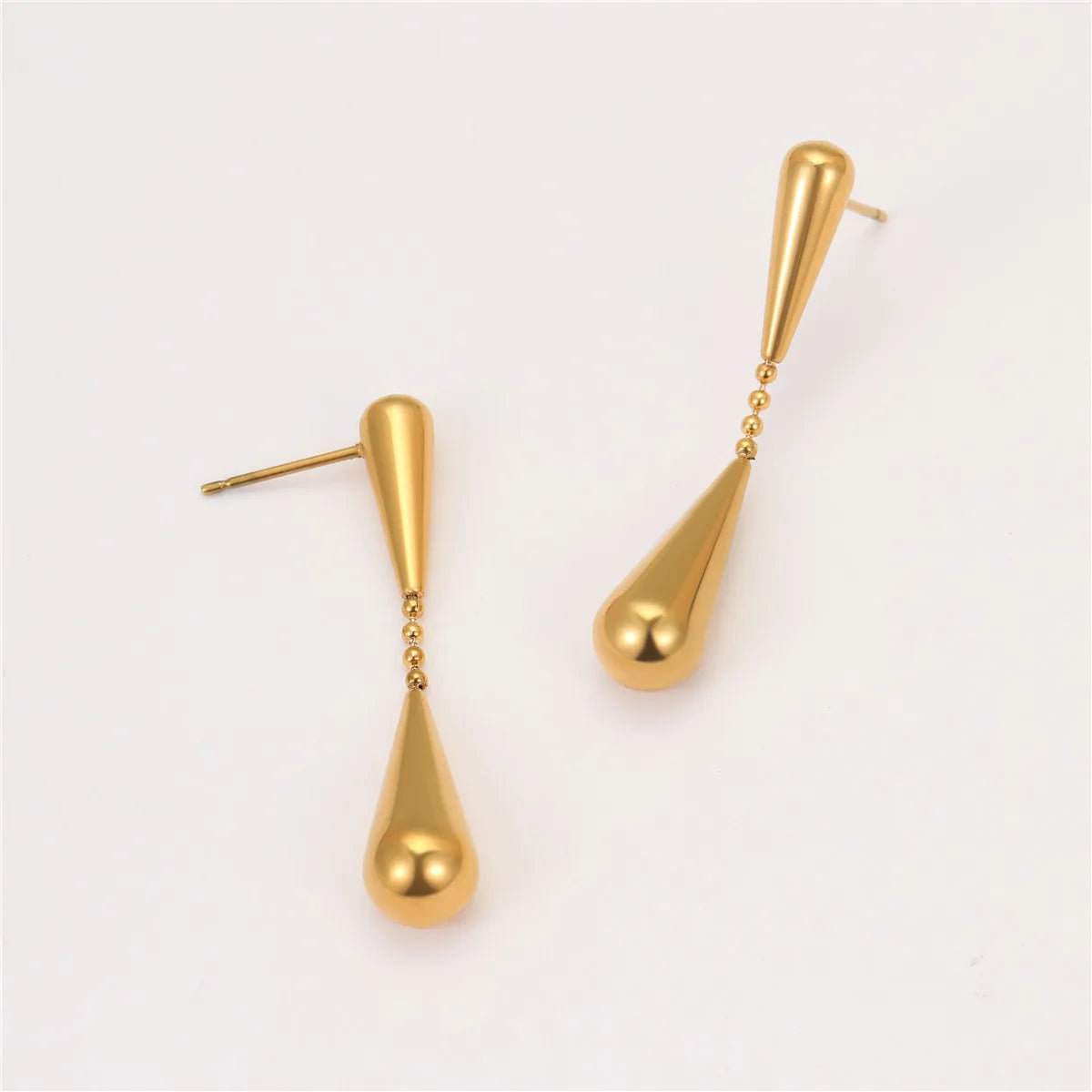 Ars Stainless Steel Dangle Drop Earrings for Women 18k Gold Plated Droplet Earring Double Tear Drop Earring Minimalist Earrings