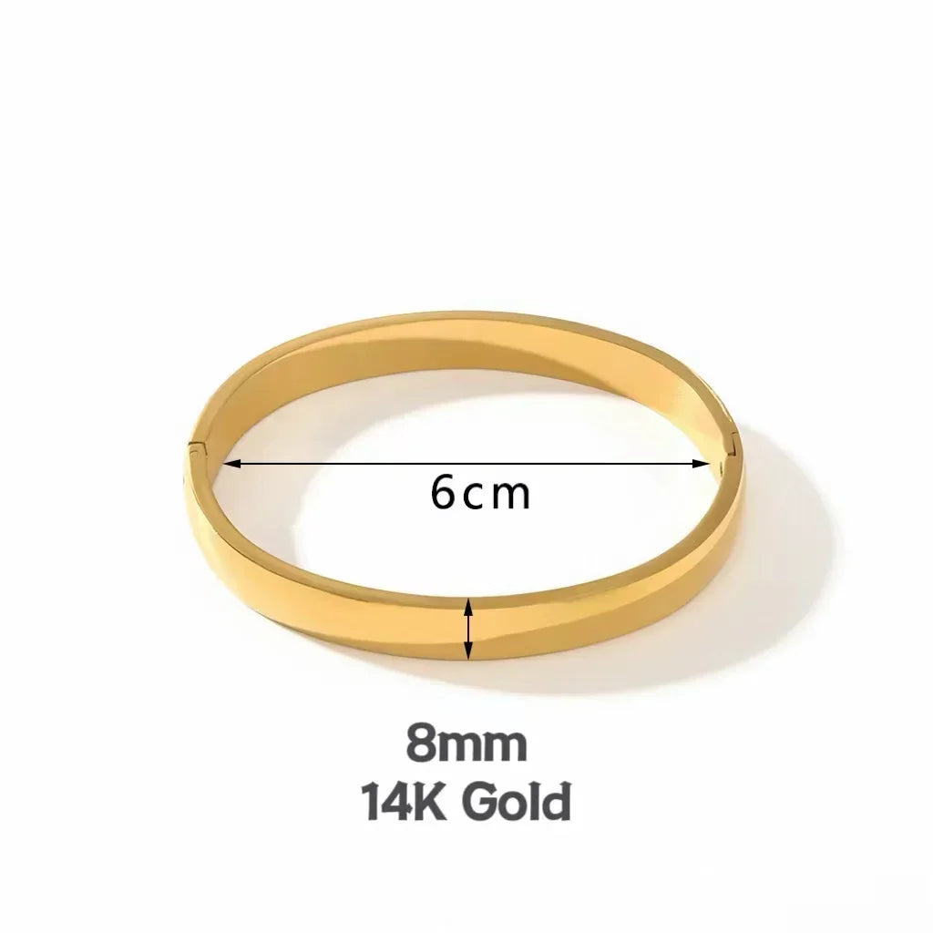 Minimalist Stainless Steel Pure Gold Plated Plain Pattern Bracelet for Women Simple Stackable Bracelets Jewelry Gift for Men Her