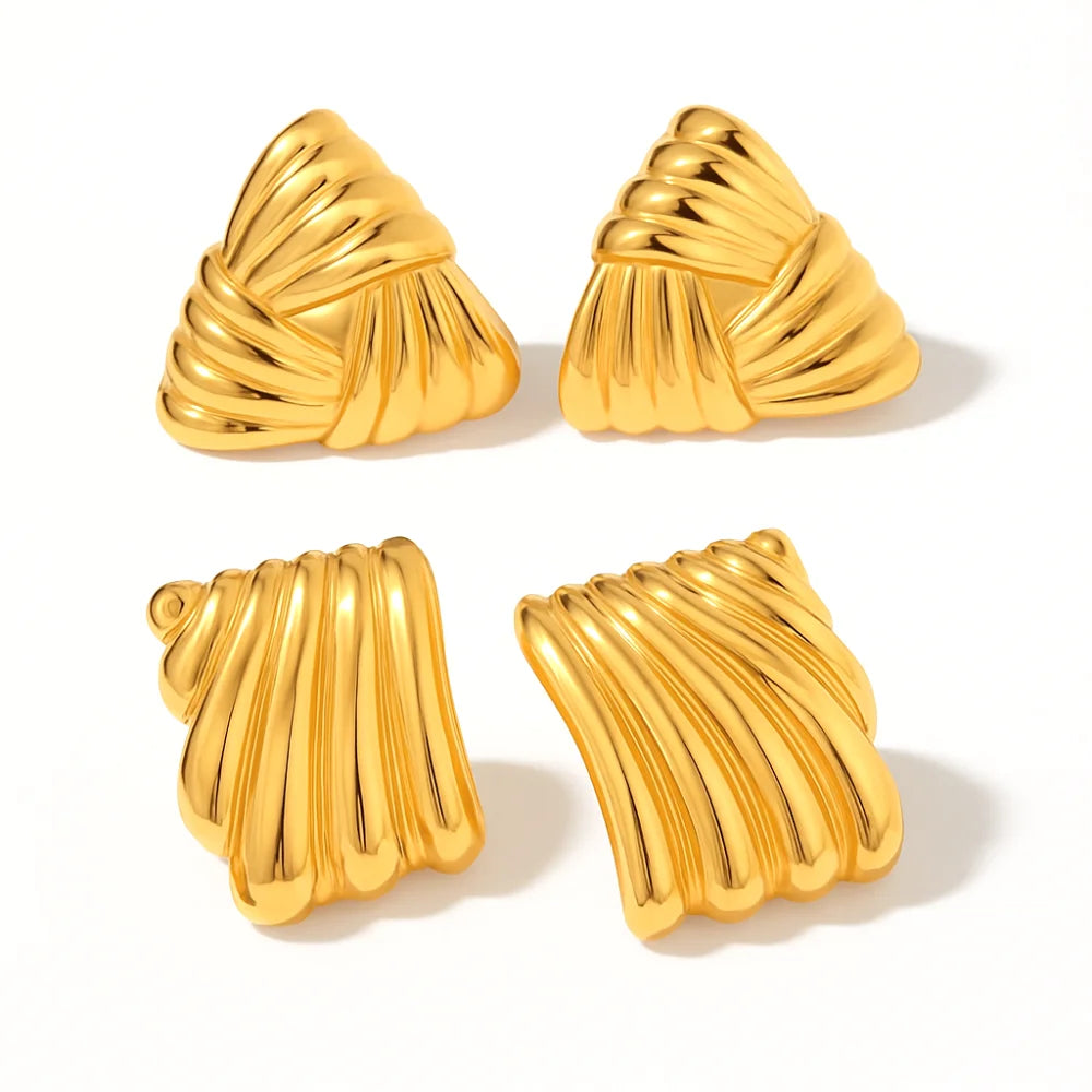 Mariasz Minimalist Vintage Chunky Rectangle Stainless Steel Irregular Ear Studs Gold Color Geometric Jewelry Earring for Women