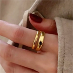 1/3 PCS Double Row Stackable Open Resizable Wave Stainless Steels Ring Gold Silver Color Minimalist Irregular Rings Jewellery