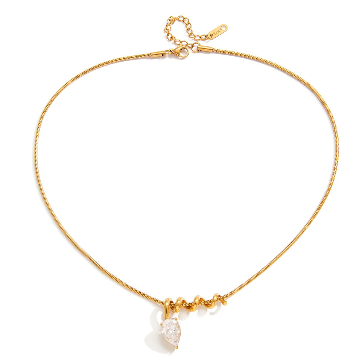 Ars Classic Water Drop Zircon Pendant Necklace 18k Gold Plated Stainless Steel Thin Chain Necklaces Women’s Choker Necklaces