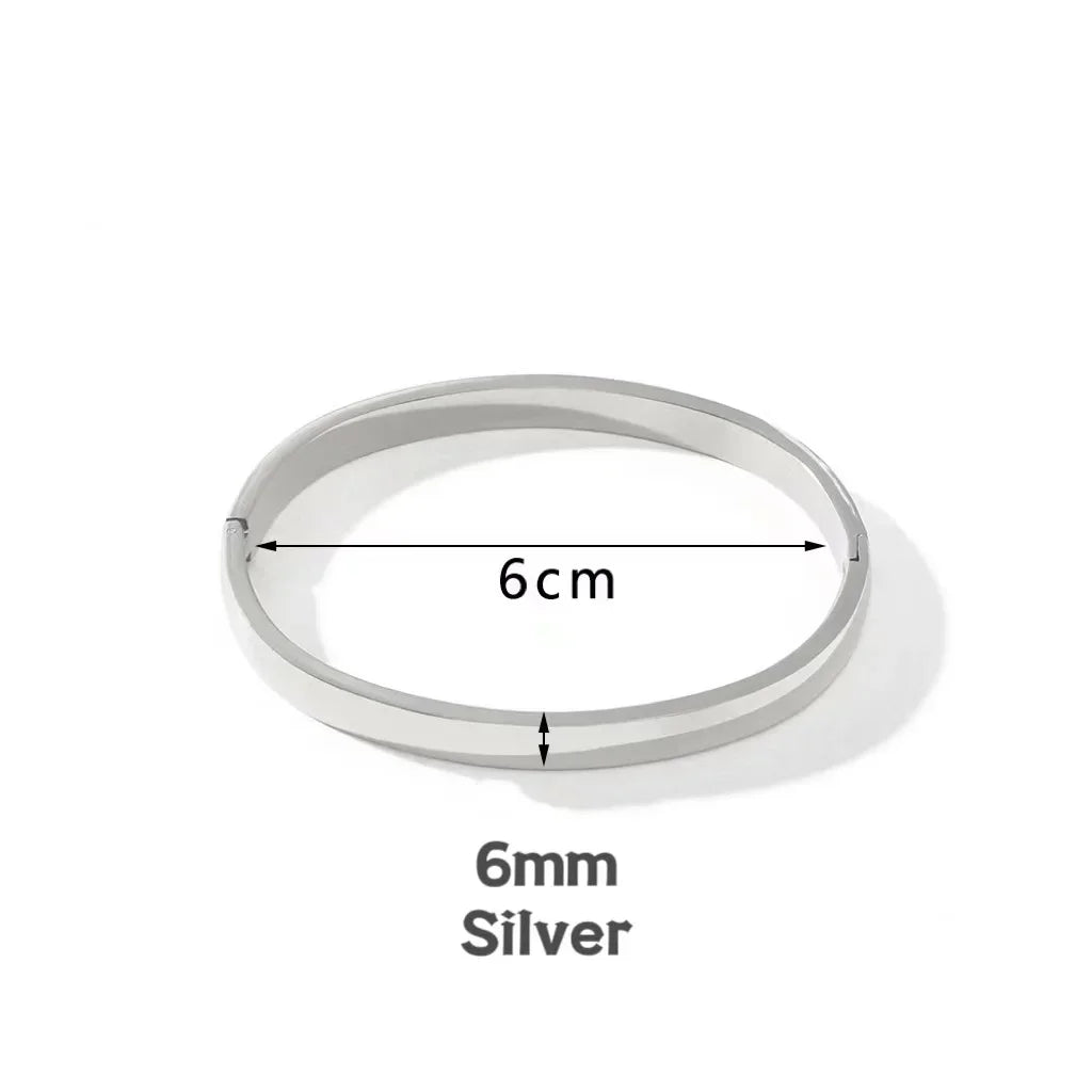 Minimalist Stainless Steel Pure Gold Plated Plain Pattern Bracelet for Women Simple Stackable Bracelets Jewelry Gift for Men Her