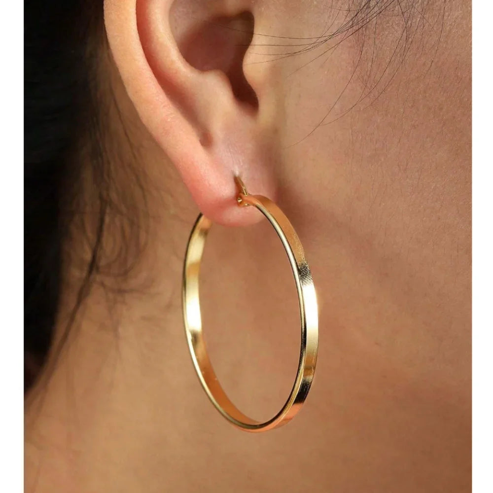 Mariasz Minimalist Classic Large Stainless Steel Hoop Earrings Huggies Big Hoops Gold Color Dainty Dangle Jewelry for Women