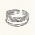 1/3 PCS Double Row Stackable Open Resizable Wave Stainless Steels Ring Gold Silver Color Minimalist Irregular Rings Jewellery