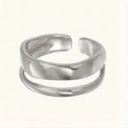 1/3 PCS Double Row Stackable Open Resizable Wave Stainless Steels Ring Gold Silver Color Minimalist Irregular Rings Jewellery