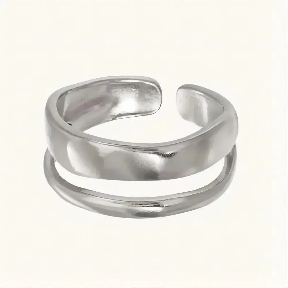 1/3 PCS Double Row Stackable Open Resizable Wave Stainless Steels Ring Gold Silver Color Minimalist Irregular Rings Jewellery