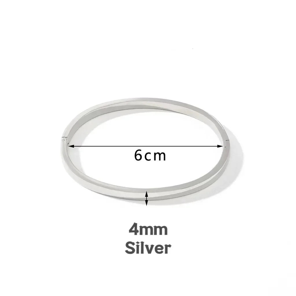 Minimalist Stainless Steel Pure Gold Plated Plain Pattern Bracelet for Women Simple Stackable Bracelets Jewelry Gift for Men Her