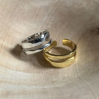 1/3 PCS Double Row Stackable Open Resizable Wave Stainless Steels Ring Gold Silver Color Minimalist Irregular Rings Jewellery