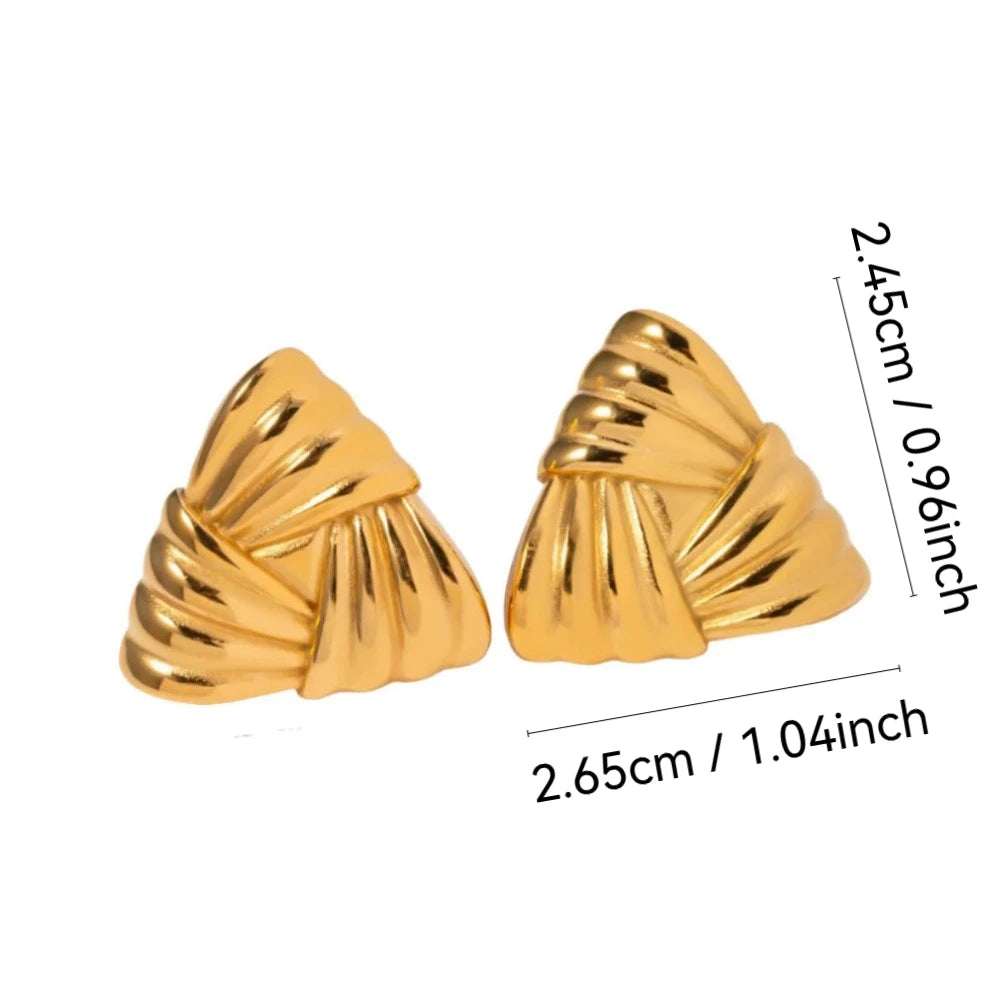 Mariasz Minimalist Vintage Chunky Rectangle Stainless Steel Irregular Ear Studs Gold Color Geometric Jewelry Earring for Women