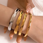 Minimalist Stainless Steel Pure Gold Plated Plain Pattern Bracelet for Women Simple Stackable Bracelets Jewelry Gift for Men Her