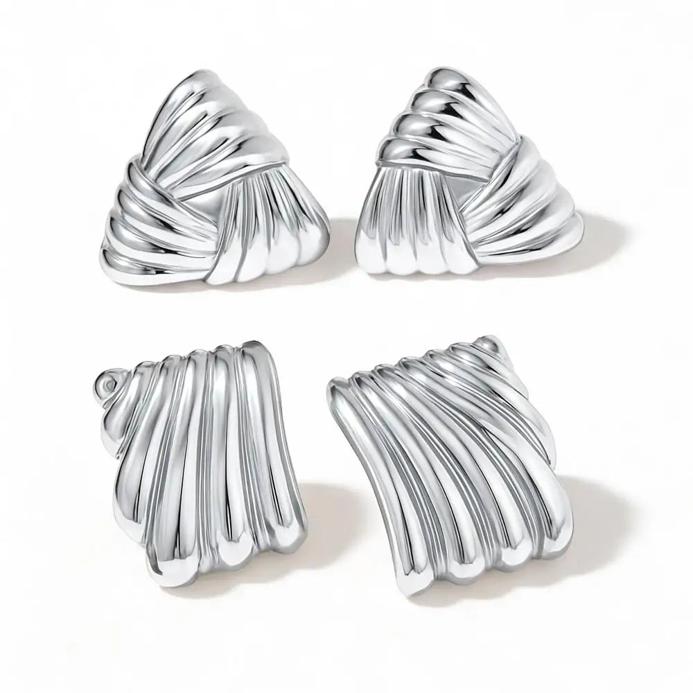 Mariasz Minimalist Vintage Chunky Rectangle Stainless Steel Irregular Ear Studs Gold Color Geometric Jewelry Earring for Women