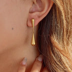 Ars Stainless Steel Dangle Drop Earrings for Women 18k Gold Plated Droplet Earring Double Tear Drop Earring Minimalist Earrings