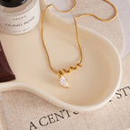 Ars Classic Water Drop Zircon Pendant Necklace 18k Gold Plated Stainless Steel Thin Chain Necklaces Women’s Choker Necklaces